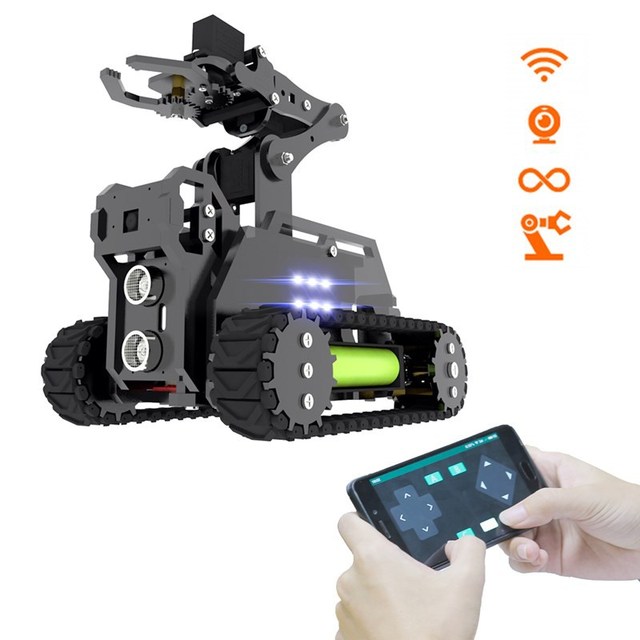 For STEAM Raspberry Pi Tank WiFi Camera AI Video Tracked Robot