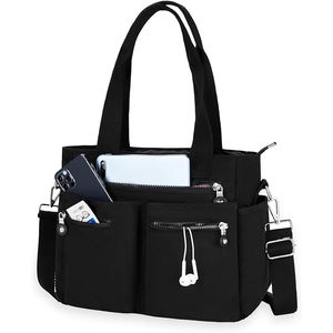 Free Sample New Arrival Ladies Designer <b>Canvas</b> Tote Handbags Trendy <b>Large</b> Capacity Zipper Tote Hand <b>Bag</b> - Product Image 4