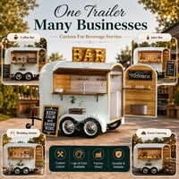 Remolque de Café, Remolque Móvil de Bebidas y Comida, Carrito de Bebidas Vintage con Ventana de Servicio y Estantes para Eventos