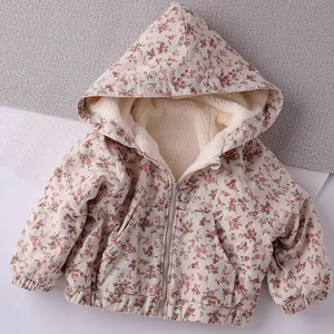 <span class=keywords><strong>Veste</strong></span> matelassée en coton mi-longue pour filles, style coréen, à capuche, épaisse, avec doublure polaire et fermeture éclair pour bébé, collection automne-hiver - Product Image 4