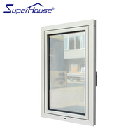 Elegante Ventana Abatible y Giratoria de Aluminio Blanco Moderno, Aspecto Sencillo y Lujoso con Manija Resistente