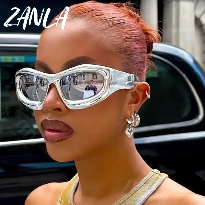 2024 Fashion Blue Mirror Y2k Sunglasses Women Vintage