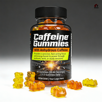 Gummies de caféine naturelle OEM/ODM 100mg pour l'énergie et la concentration, à base de pectine, complément alimentaire GMP/Halal/Kosher