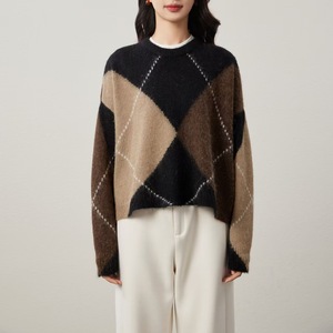 เสื้อสเวตเตอร์ถักคอวีสวมใส่สบายสำหรับผู้หญิงใหม่เสื้อสเวตเตอร์คอโบว์สีระบายความร้อนด้านหน้าสำหรับฤดูใบไม้ร่วง - Product Image 4