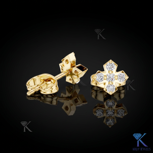 ต่างหูเพชรทรงเรขาคณิตแบบฝัง 5 เม็ด ทองคำแท้ 14K/18K เครื่องประดับผู้หญิงสำหรับงานแต่งงาน งานเลี้ยง - Product Image 1