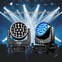 Luz móvil de cabeza móvil con zoom 19x25W Bee Eye RGBW 4 en 1, DMX512, LED Lyre Beam, Luces Disco, Efecto de escenario móvil para DJ y bodas