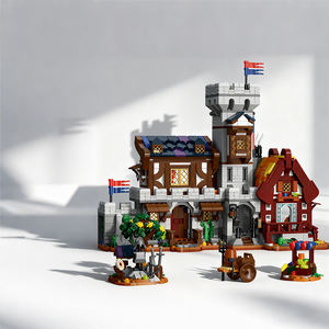 MORK 3 en 1 <span class=keywords><strong>Castillo</strong></span> Medieval Europeo, Ciudad, Fuerte Europeo, Pueblo Vintage Europeo, Arte para el Hogar, Bloques de Construcción para Armar - Product Image 1