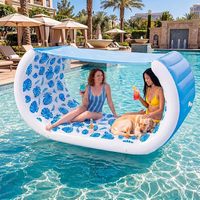 Bain de soleil gonflable transfrontalier pour piscine, île flottante de fête, grand lit de soleil en PVC blanc 44x43cm