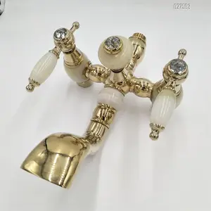 Basin Jade Faucets Diamond Bathroom Faucet Gold Mixer Tap Single Handle Hot Cold Washbasin Tap
