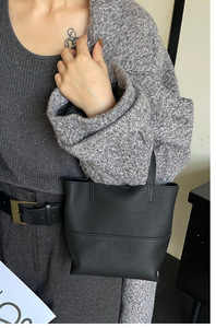 Bolso de Hombro de Cuero Genuino de Diseño de Alta Calidad, Bolso Tipo Cubo Simple y Casual para Mujer, Bolso Bandolera Diagonal de Gran Capacidad - Product Image 4