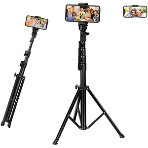 Chân máy ảnh di động bằng thép nhôm có khóa gập thiết kế mới để điều chỉnh độ cao, kèm kẹp điện thoại xoay 360 độ và điều khiển từ xa - Product Image 3