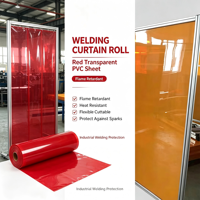 Rouleau de feuille de PVC souple industrielle 2 mm transparente rouge, feuille plastique flexible robuste pour la protection des ateliers de soudage