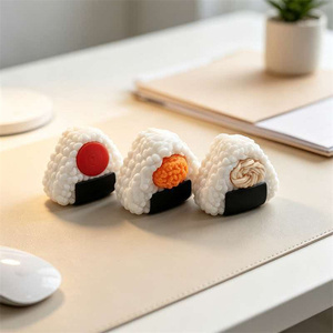 Mini-jouet alimentaire artificiel en forme de boule de riz Onigiri, porte-clés anti-stress, style <span class=keywords><strong>cuisine</strong></span> <span class=keywords><strong>japonaise</strong></span>, pour cadeau de fête ou cadeau anti-stress - Product Image 2