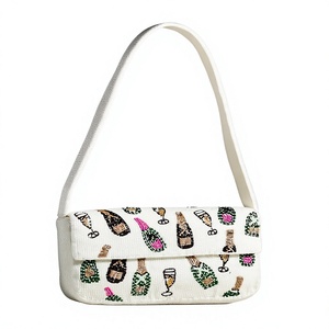 Premium Unique Striped Design Rectangular <b>Cute</b> Handbag High Quality Cotton Textile Craft Pink Green White Colorful Design - Product Image 4