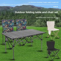 Ensemble table et chaises pliantes d'extérieur transfrontalier, kit de pique-nique portable pour camping, facile à transporter, en acier au carbone et tissu Oxford, mobilier d'extérieur