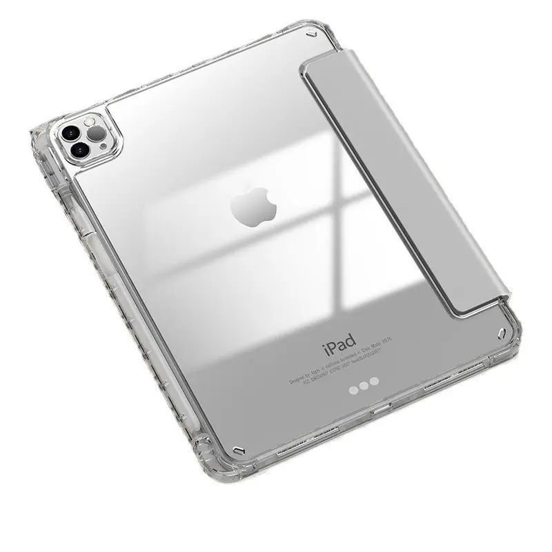 Funda de silicona transparente acrílica para iPad 2022, Funda de cuero PU para tableta, funda transparente con Portalápices para iPad 10th 10,9