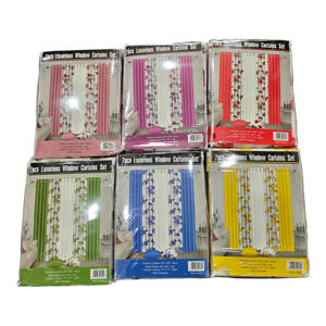 Juego de 7 Cortinas para Ventana con Funda de Cojín, Listo para Enviar, Estampado Floral Rosa y Amarillo, Cortinas de Seda Sintética para Dormitorio - Product Image 1