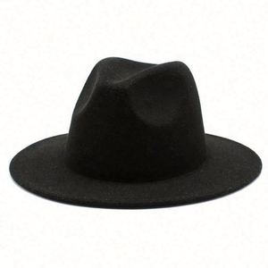 Sombrero Fedora de Ala Ancha Plana, Formal e Informal, para Adultos Unisex, Color Borgoña Sólido, Poliéster/Algodón, para las 4 Estaciones, Venta al Por Mayor - Product Image 5
