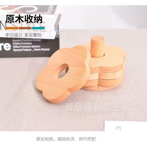 Juego de posavasos florales de madera maciza, tapete aislante del calor para tazas de té y café, uso doméstico - Product Image 4