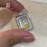 Pendentif Rochime Fashion en argent sterling 925 pavé de zircons jaunes en forme de bouteille de sable mouvant, sans chaîne, accessoires de bijoux pour femmes