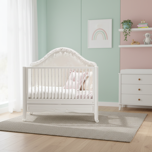 Luxury Traditional Solid Wood Baby Crib with Soft Tufted Headboard for Babies and Kids Bedroom Furniture - Product Image 6