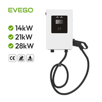 EVEGO 28KW CCS1/CCS2 OCPP 2.0.1 RFID Mifare 80A IP55 Cargador Rápido EVSE de Pared 4G Monofásico 240V para Hogar y Comercial Nuevo de 7 Pulgadas