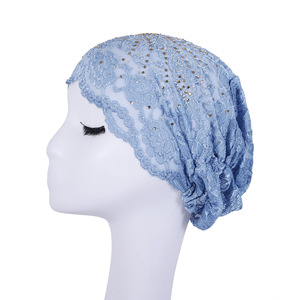 HZM-61294 Bonnets intérieurs musulmans pour femmes, couvre-chefs en dentelle brillante, bonnets extensibles, turbans, bonnets de chimiothérapie, couvre-têtes - Product Image 1