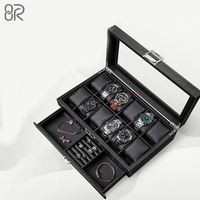 Nouvelle mallette de rangement en cuir en Fiber de carbone explosive montre boîte intégrée bijoux multifonctionnel anneau Bracelet affichage