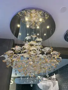 Luxury Hanging Modern Hotel Lobby Villa Decoration Pendant Light Custom Large Project Led Crystal Glass Chandelier