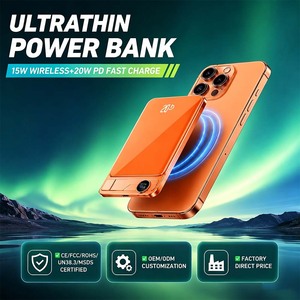 Cargador Portátil Inalámbrico Magnético Ultrafino de 8mm con Carcasa de Aleación, 5000mAh, 15W Inalámbrico, 20W PD Carga Rápida, Fábrica OEM - Product Image 1