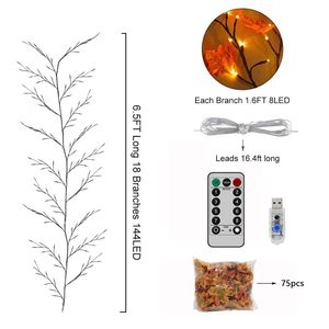 Guirlande Lumineuse Flexible en Forme de Vigne avec Motifs de Fleurs de Prunier et de Feuilles d'Érable, avec Télécommande, pour la Décoration de Chambre et d'Événements de Noël - Product Image 2