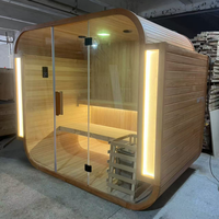 Promotion : Sauna Humide Électrique Moderne en Cèdre Rouge Personnalisé pour 4 Personnes, Idéal pour Villa, Nouveau Design Triangulaire