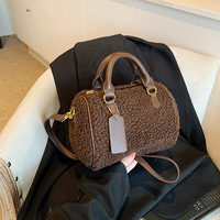 Sac à main vintage en laine d'agneau pour femme, nouvelle collection automne, décontracté, polyvalent, haut de gamme, fermeture éclair