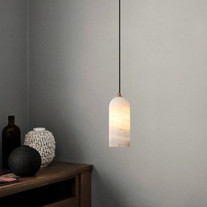 Lampe suspendue en marbre Led E27, forme longue, blanche, moderne et minimaliste, pour chambre à coucher, salle à manger, lampe de plafond à tête unique - Product Image 1
