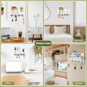 <span class=keywords><strong>Porta</strong></span> <span class=keywords><strong>Llaves</strong></span> y Correo para <span class=keywords><strong>Pared</strong></span>, Organizador de Correo con 6 Ganchos y Cajón de Almacenamiento, Fácil Instalación - Product Image 2