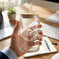 Verres à boire personnalisés en forme de canette de bière avec logo, 12oz, 16oz, 20oz, avec couvercle en bambou et paille pour smoothies, thé boba, eau