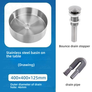 Ensemble de lavabo de salle de bain Wayon Luxury en or brossé, évier rond et robinet en acier inoxydable - Product Image 4