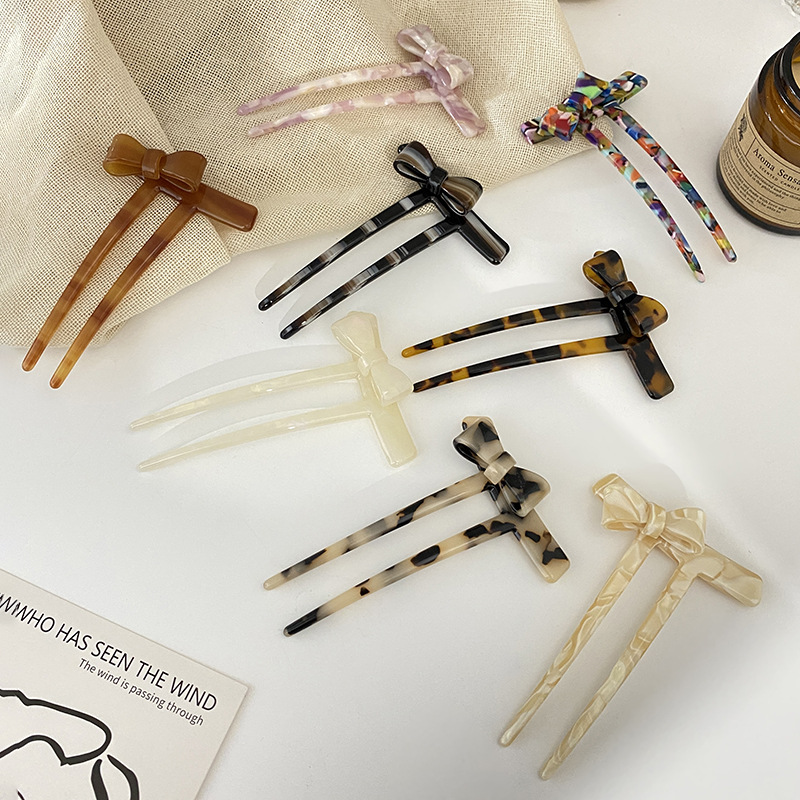 Yucat 4 мм толщина черепаховый мраморный бант вилка для волос аксессуары шпильки для волос корейские женские ацетатные U-образные шпильки для волос