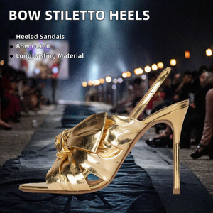Women's Stiletto Heels Dress Shoes with Bow Knotted Ankle Strap Heel <b>Sandals</b> Evergreen PU Insole for All Seasons - Product Image 2