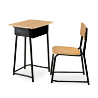 Ensemble bureau et chaise d'étudiant en bois avec tiroir pour salle de classe et établissements de formation