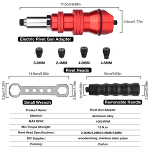 Adaptador para <span class=keywords><strong>Remachadora</strong></span> Eléctrica 2.4mm-3.2mm-4.0mm-4.8mm, <span class=keywords><strong>Remachadora</strong></span> de Remaches Ciegos para Uso Doméstico, Herramientas de Remachado de Aleación de Aluminio, <span class=keywords><strong>Remachadora</strong></span> Inalámbrica - Product Image 5
