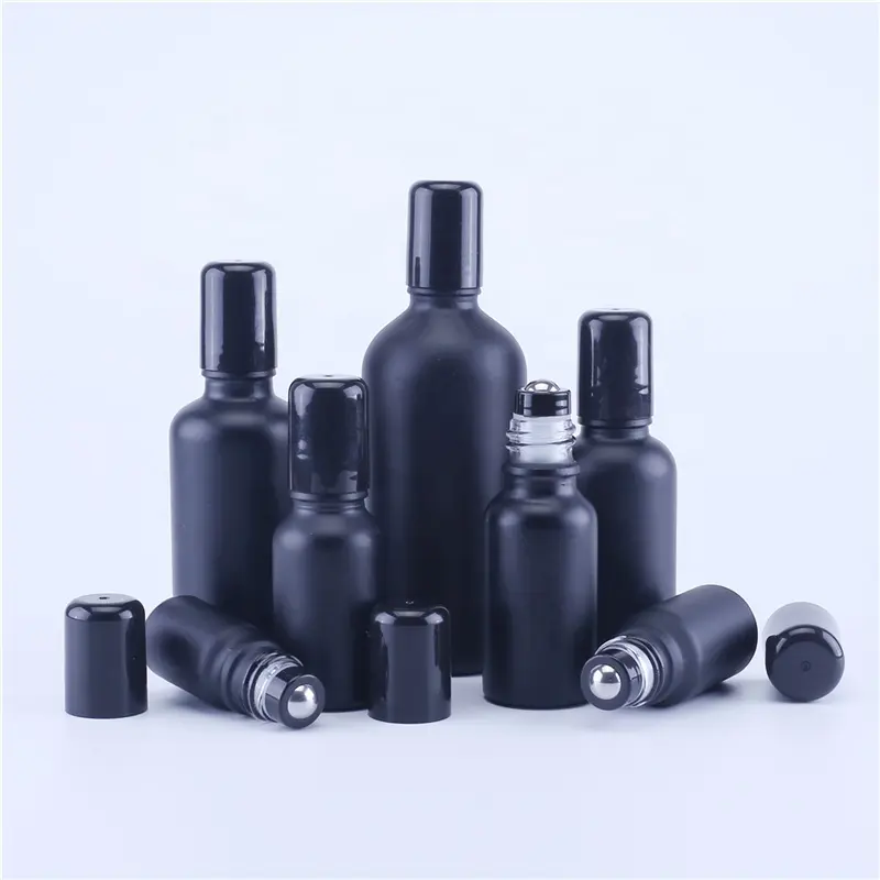 10ミリリットル15ミリリットル20ミリリットル30ミリリットル50ミリリットル100ミリリットルMatte Black Glass RollにBottles Stainless Steel Roller BallためPerfume Essential Oil