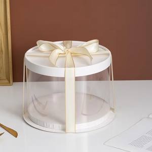 Boîte à gâteau carrée transparente à logo imprimé, simple couche, 4/6/8/10/12 pouces, vente en gros - Product Image 3