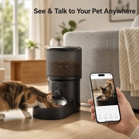 Pengumpan Makanan Hewan Peliharaan Otomatis WiFi dengan LOGO Kustom, Kamera HD 1080P dan Audio 2 Arah, Dispenser Makanan Pintar untuk Kucing dan Anjing, Bahan Stainless Steel