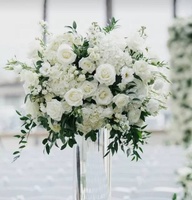 O-X739 OEM Composition florale de mariage en soie, décoration de table de mariage, centre de table boule de fleurs roses rouges et blanches