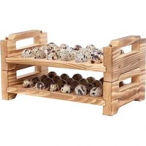 Wooden Quail Egg Rack 2 Tier Stackable Countertop <b>Storage</b> <b>Tray</b> Pine Wood Patina Rectangle Shape Food Container - Product Image 4