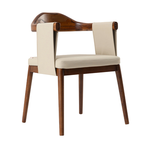 Poltrona Moderna in Legno Massello con Seduta Imbottita in Pelle per <span class=keywords><strong>Cucina</strong></span>, Soggiorno, Ufficio e Laboratorio - Product Image 1