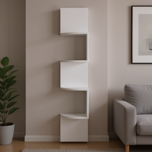 Étagères murales blanches Db Crestone 33x15x85cm, étagère de rangement minimaliste à trois niveaux pour salon, type mural durable - Product Image 2