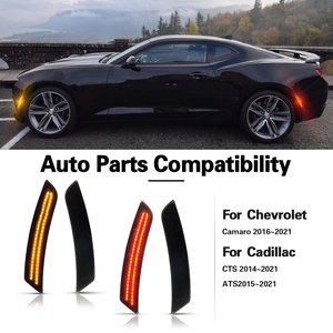 Luces Laterales LED Ahumadas para Auto, Delanteras y Traseras, para Chevrolet Camaro 2016-2024, para Cadillac CTS ATS, Color Ámbar Rojo, Juego de 4 Piezas - Product Image 3