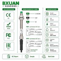 Sensor de Proximidad Inductivo M8, Conector M12, 2 mm, NPN NO NC, PNP NO NC, 4 Tipos, IP67, 2 kHz, RoHS